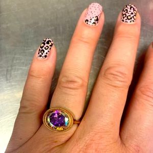 Rose gold aurora borealis stone ring